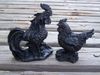 Rooster and Hen Handcrafted from Coal 
