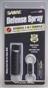Sabre 3-in-1 Pepper Spray - Hard Case with Key Ring 