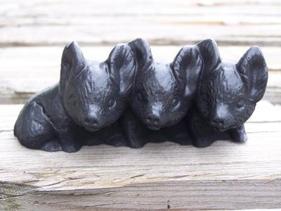 Three Pigs Coal Figurine