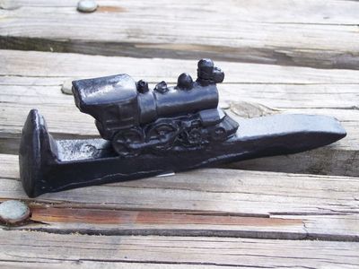 Train on a Railroad Spike Coal Figurine Handcrafted In Kentucky