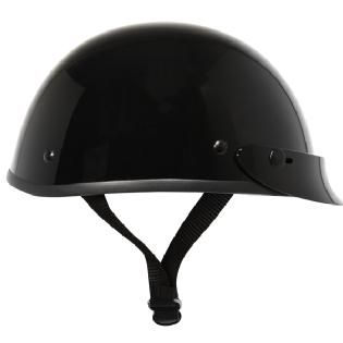 Ultra Slim Profile Lightweight Fiberglass Glossy Black Motorcycle Half Helmet