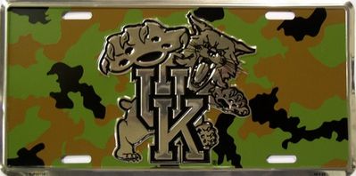 University of Kentucky Metal Camo License Plate