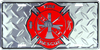 Diamond Plate Fire & Rescue License Plate(w/Maltese Cross)