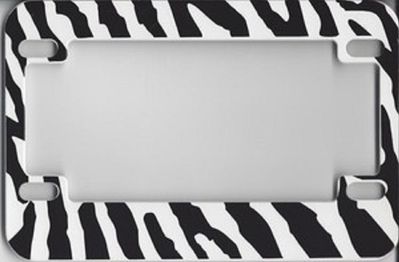 Zebra Print Metal Motorcycle Plate Frame
