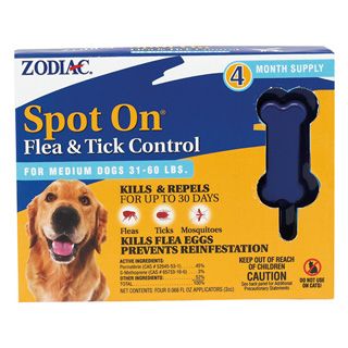 Zodiac Spot On Flea Drops For Medium Dogs 31-60lbs 4-Pack