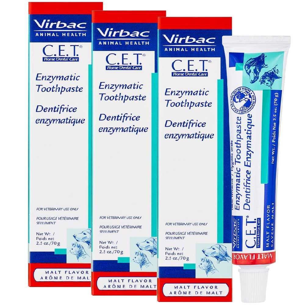 3PACK Virbac CET Toothpaste for Dogs & Cats 7.5 oz (210 gm) Malt