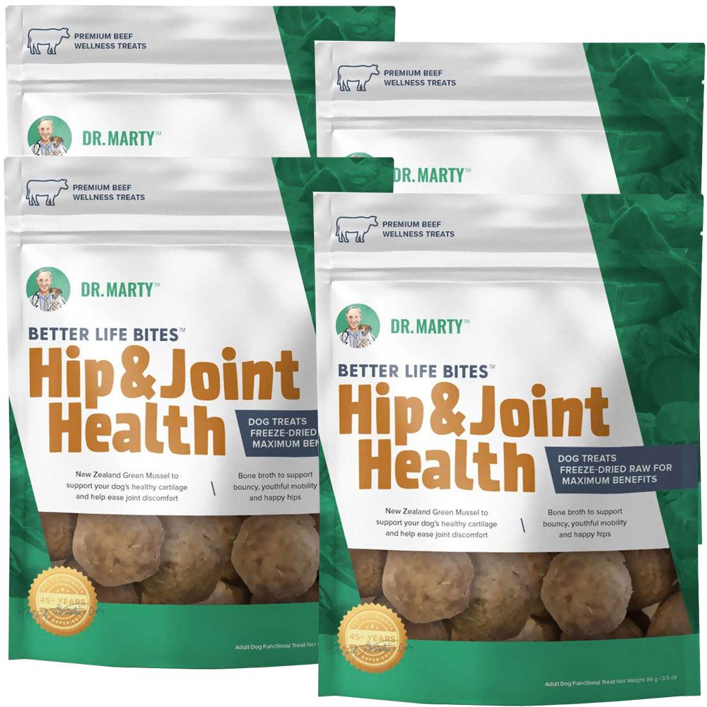 4 Pack Dr. Marty Better Life Bites Hip & Joint Dog Treats (3.5 oz) On