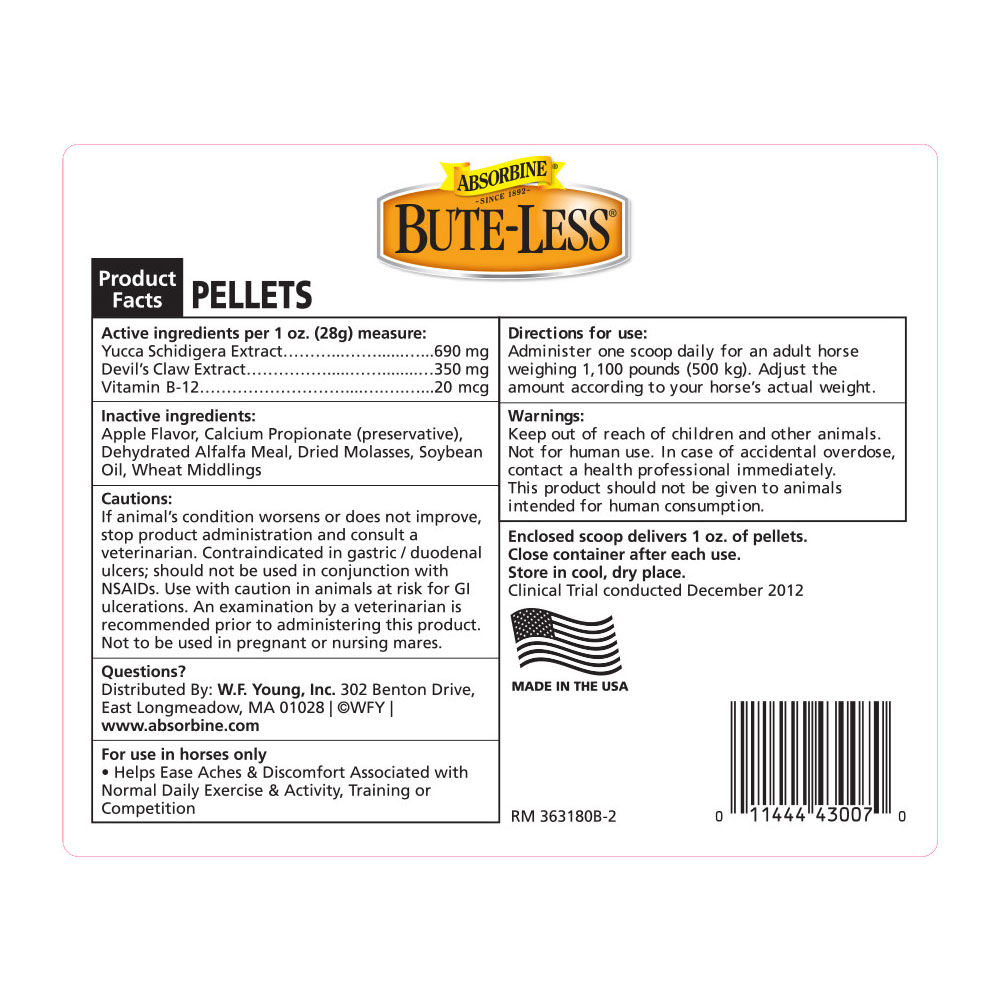 Absorbine Bute-Less Comfort & Recovery Supplement Pellets For Horses - 5 Lb / 80 Day Supply