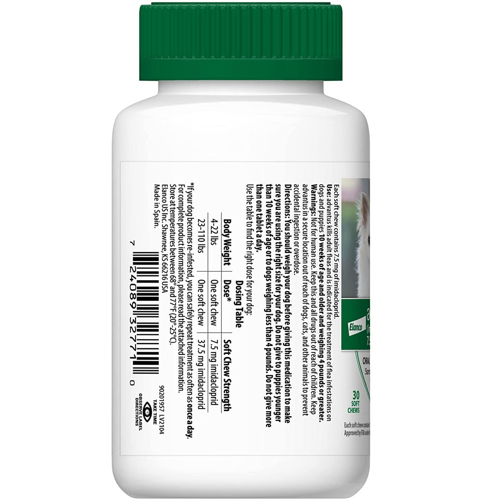Advantus Oral Flea Soft Chews for Small Dogs, 30 Soft Chews On Sale