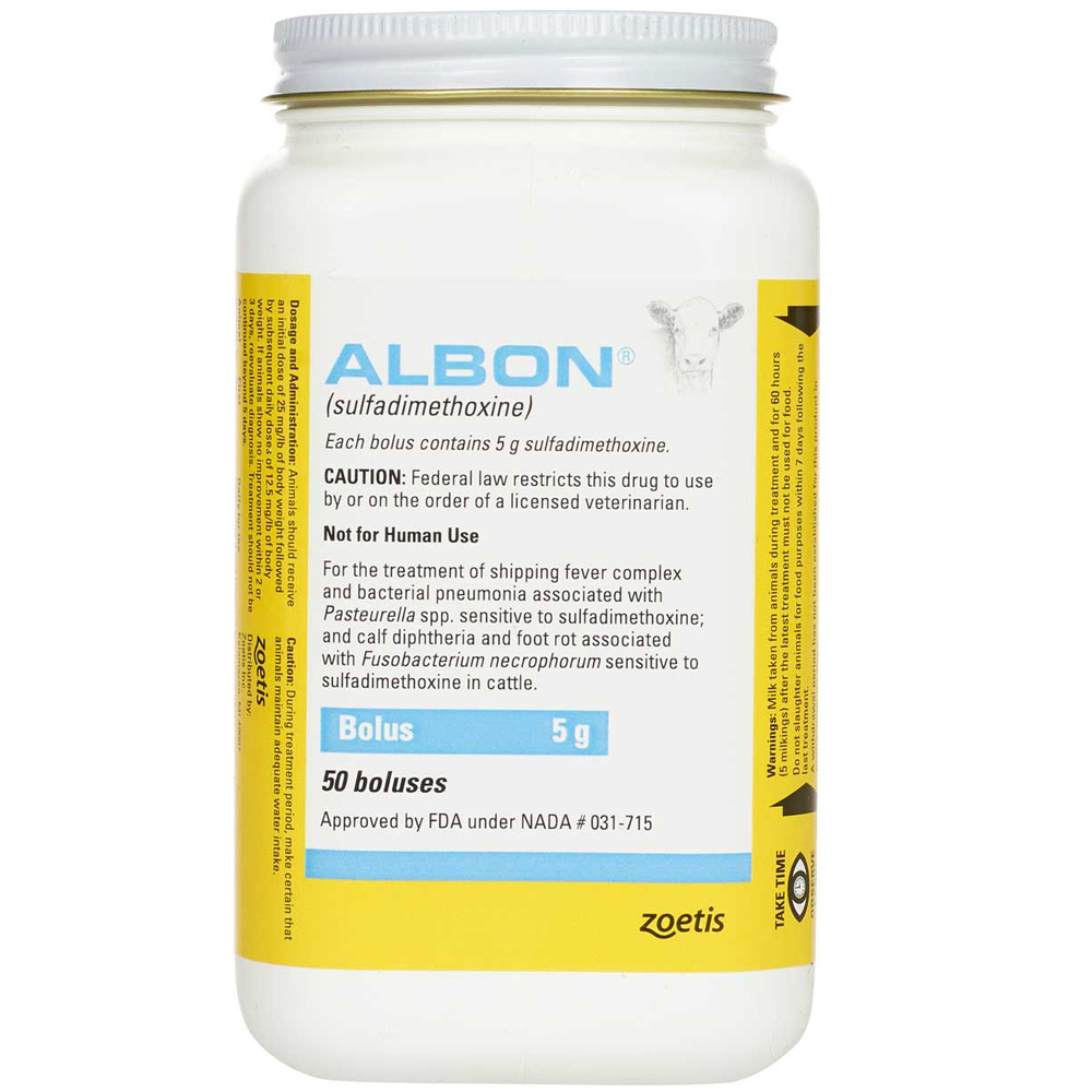 Albon (Sulfadimethoxine) 5gm, 50 Boluses On Sale EntirelyPets Rx
