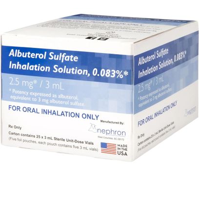 Albuterol 0.083% Sulfate Inhalation Solution, 2.5-mg/3-ml, 25 count