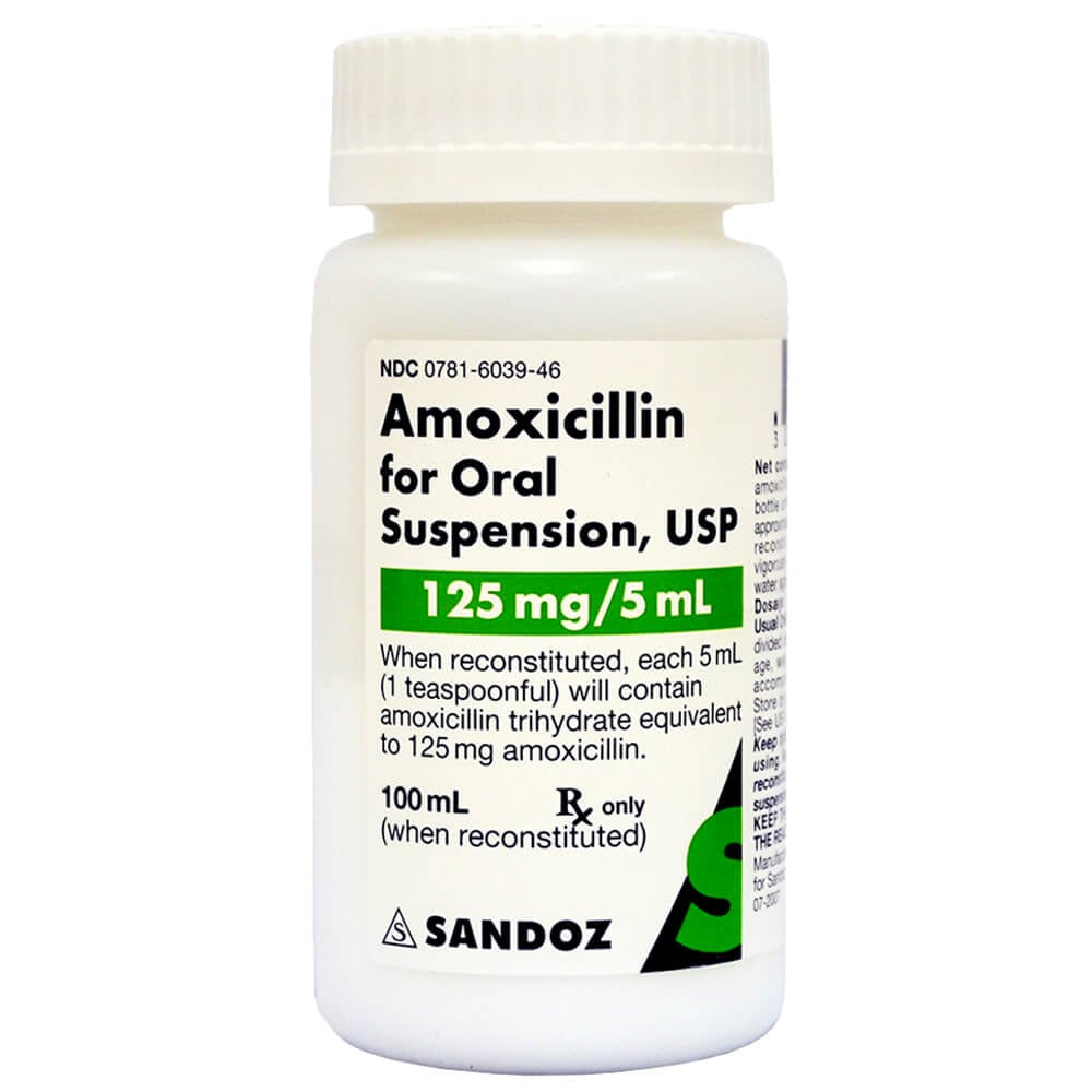 Amoxicillin Oral Suspension 125mg/5mL (100 ml) On Sale EntirelyPets Rx