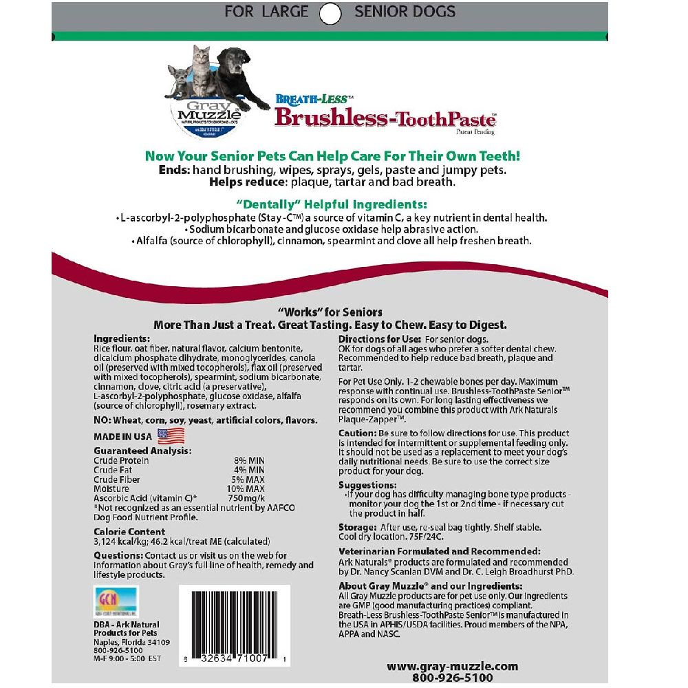 Ark Naturals Gray Muzzle BreathLess Brushless Toothpaste Large Senior