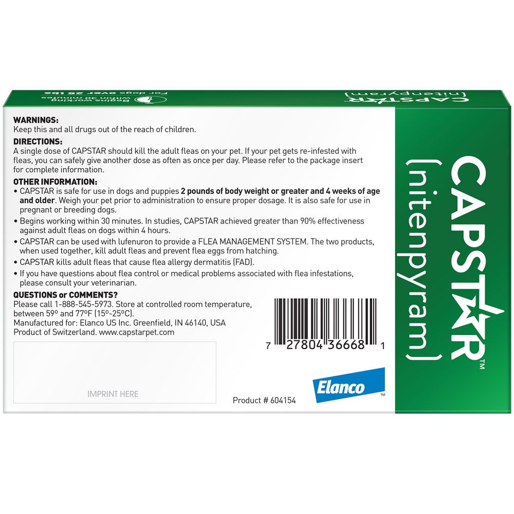 Capstar Flea Control for Dogs Over 25 lbs (24 Tablets) On Sale