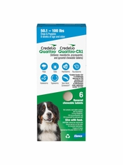 Credelio Quattro / Credelio Quattro-CA1 Dog Flea & Tick Treatment + Heartworm & Parasite Coverage, 50.1-100 lbs (6 Chewable Tablets)