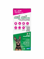 Credelio Quattro / Credelio Quattro-CA1 Dog Flea & Tick Treatment + Heartworm & Parasite Coverage, 6.1-12 lbs (1 Chewable Tablet)
