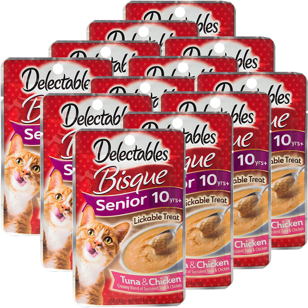 Delectables Bisque Lickable Treat for Senior Cats Tuna & Chicken (Box of 12) On Sale