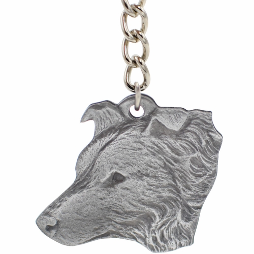 Dog Breed Keychain USA Pewter - Border Collie (2.5