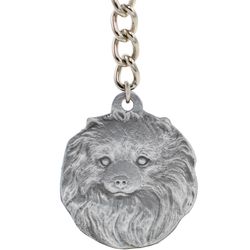 Dog Breed Keychain USA Pewter - Pomeranian (2.5