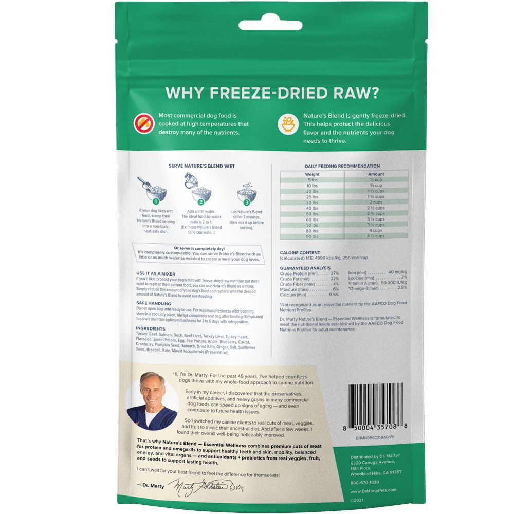 Dr. Marty Nature's Blend Freeze Dried Raw Dog Food Essential Wellness