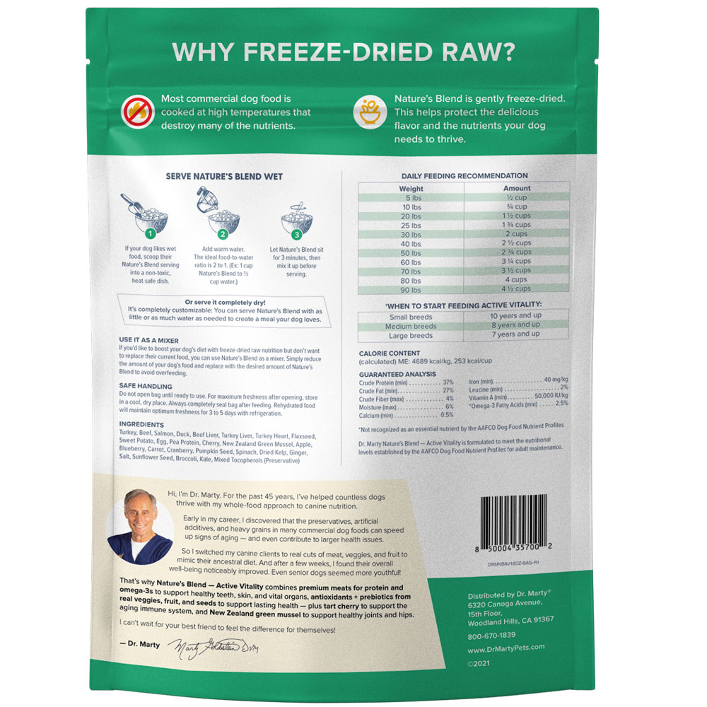Dr. Marty Nature's Blend Freeze Dried Raw Dog Food for Senior Dogs