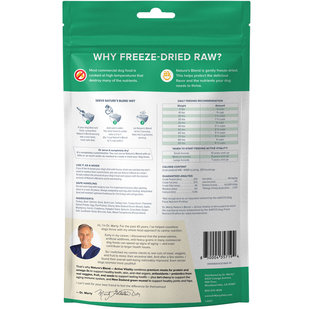 Dr. Marty Nature's Blend Freeze Dried Raw Dog Food for Senior Dogs