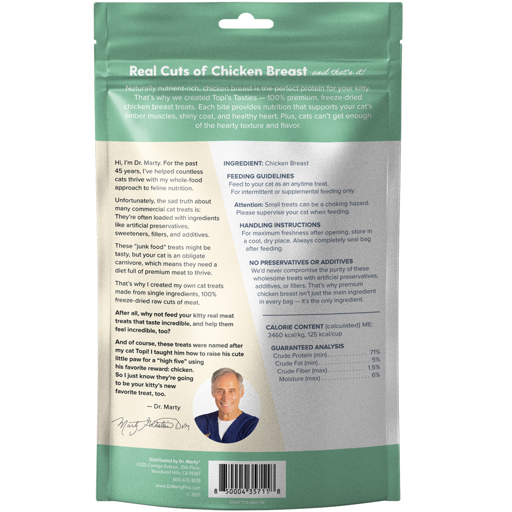 Dr. Marty Topi's Tasties FreezeDried Raw Chicken Breast Cat Treat, 12