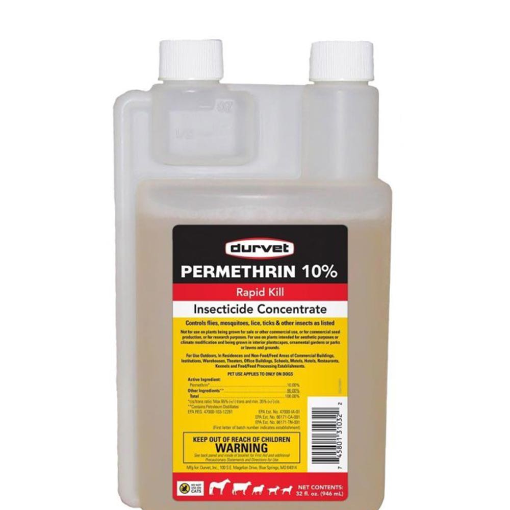 Durvet Permethrin 10% Rapid Kill for Dogs (32 oz) - [Insecticide] | On ... - Permethrin For Brown Fleas On Cats