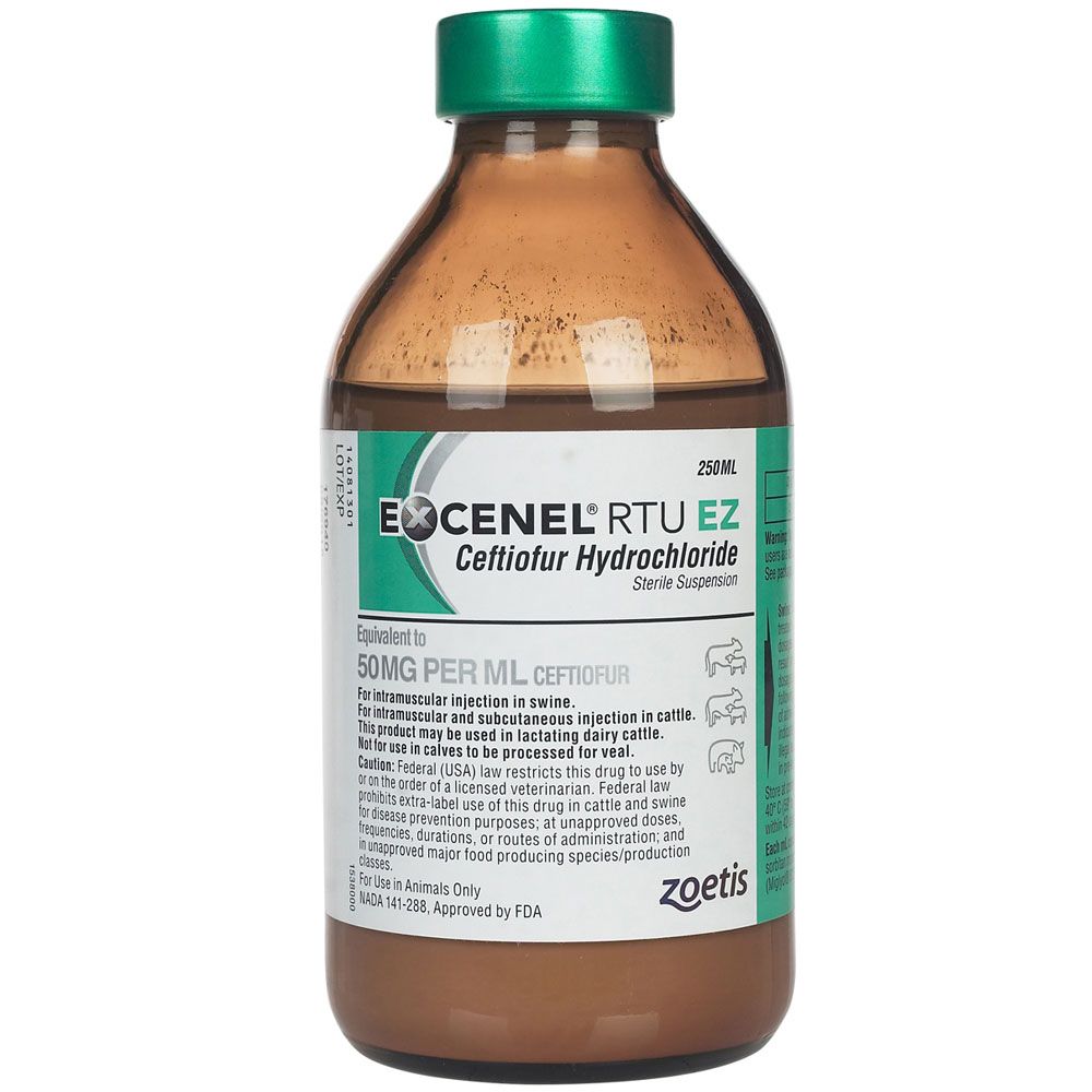 Excenel RTU EZ Ceftiofur Hydrochloride Sterile Suspension 250mL (50