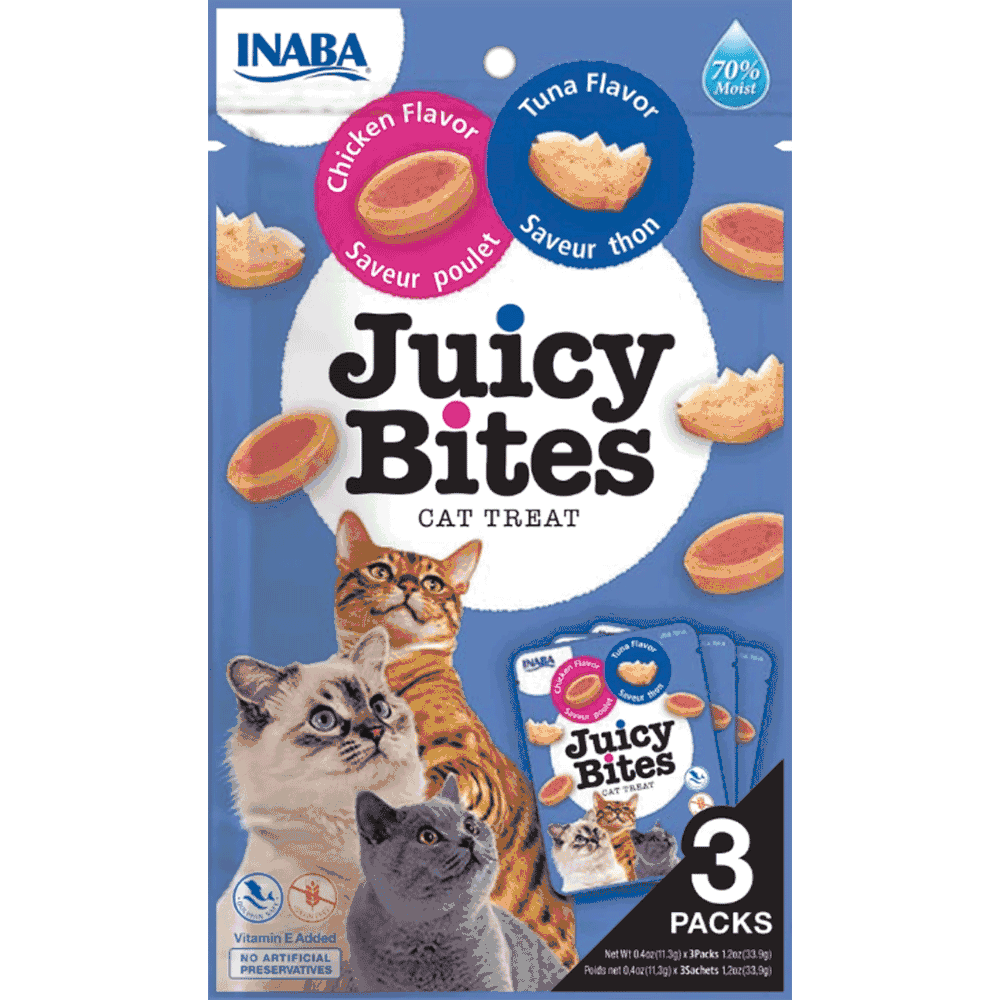 Inaba Juicy Bites Cat Treat Chicken & Tuna Flavor 3Packs (1.2 oz