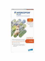 Interceptor Plus for Dogs - milbemycin oxime|praziquantel - 2-8 lbs. (12 chews) - [Heartworm Prevention]