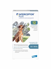 Interceptor Plus for Dogs - milbemycin oxime|praziquantel - 50.1-100 lbs. (12 chews) - [Heartworm Prevention]