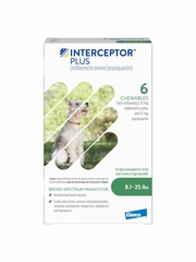 Interceptor Plus for Dogs - milbemycin oxime|praziquantel - 8.1-25 lbs. (6 chews) - [Heartworm Prevention]