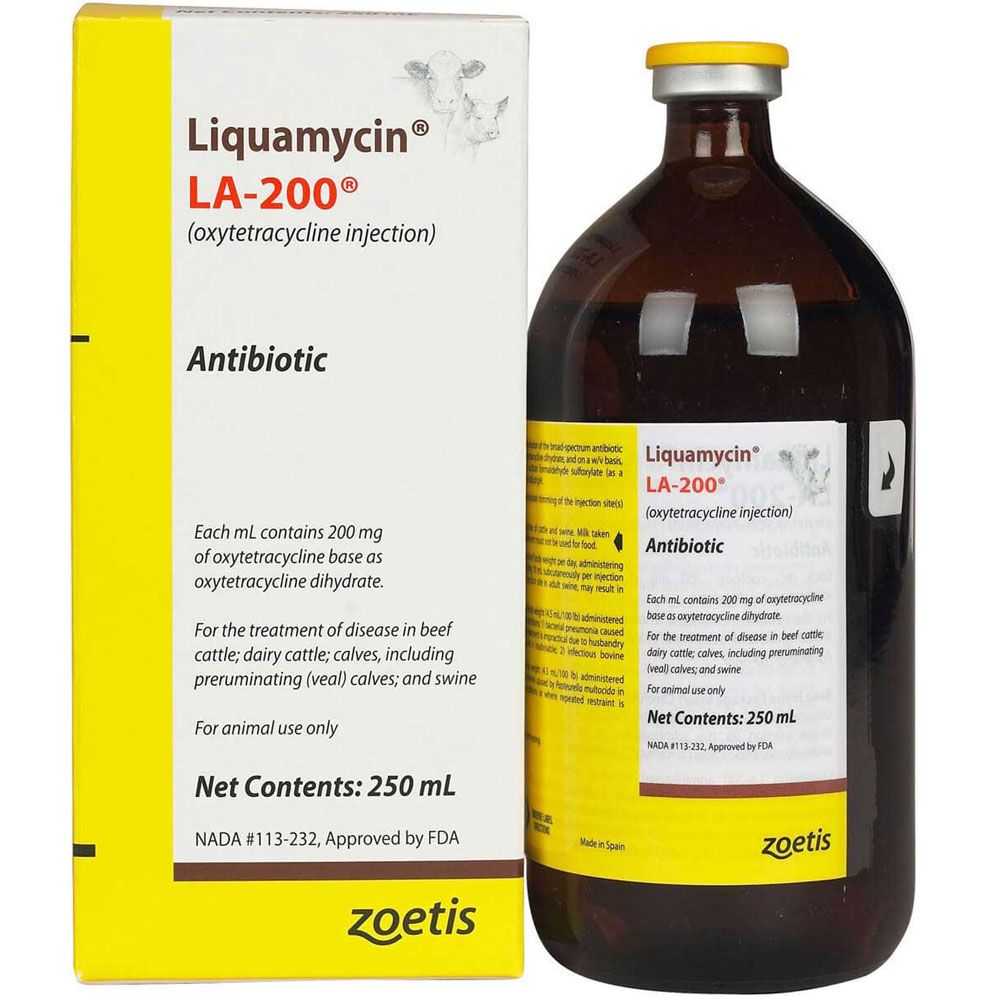 Liquamycin LA200 (Oxytetracycline) Antibiotic Injection, 250 ml On