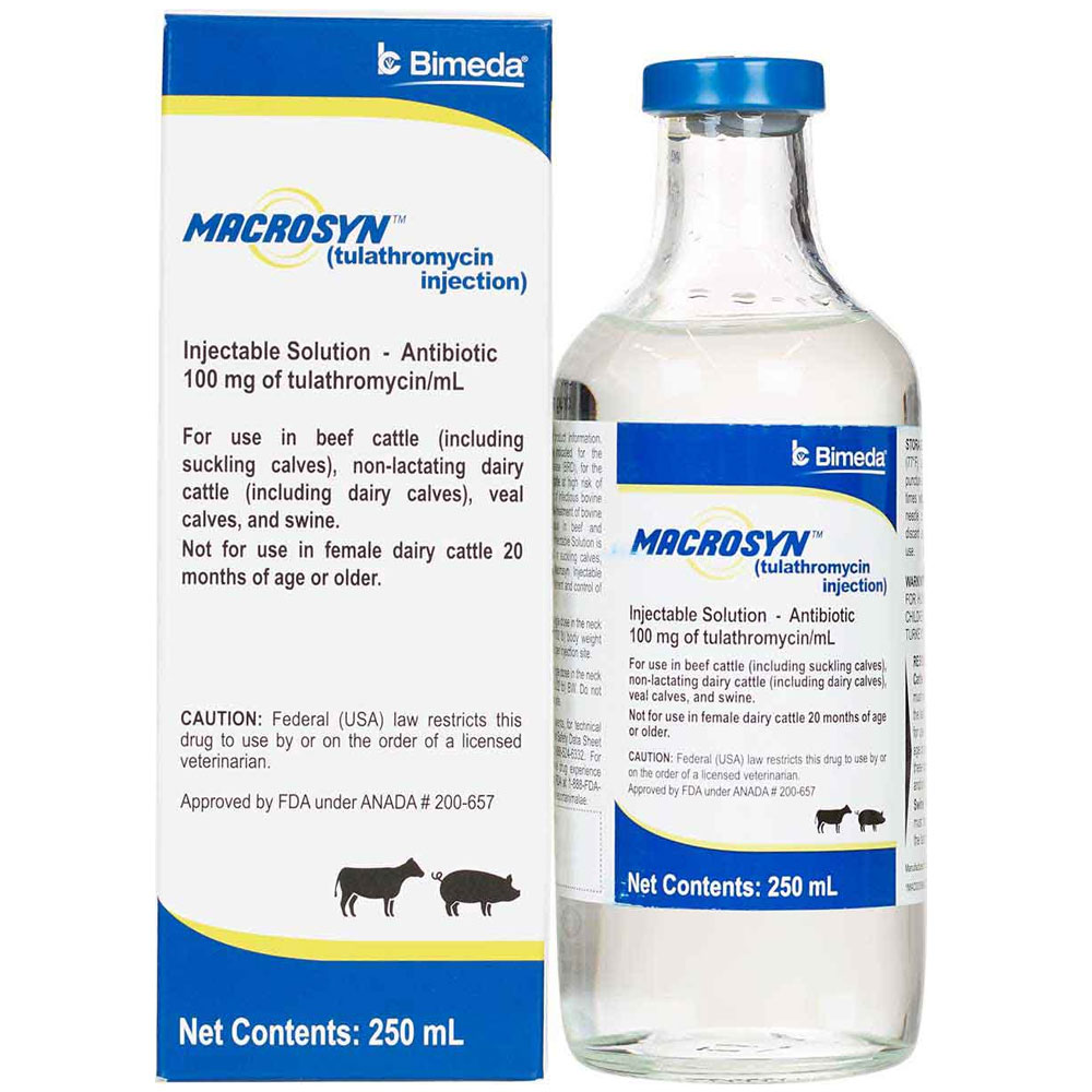 Macrosyn for Cattle & Swine - Injectable Solution, 100-mg, 250-mL ...