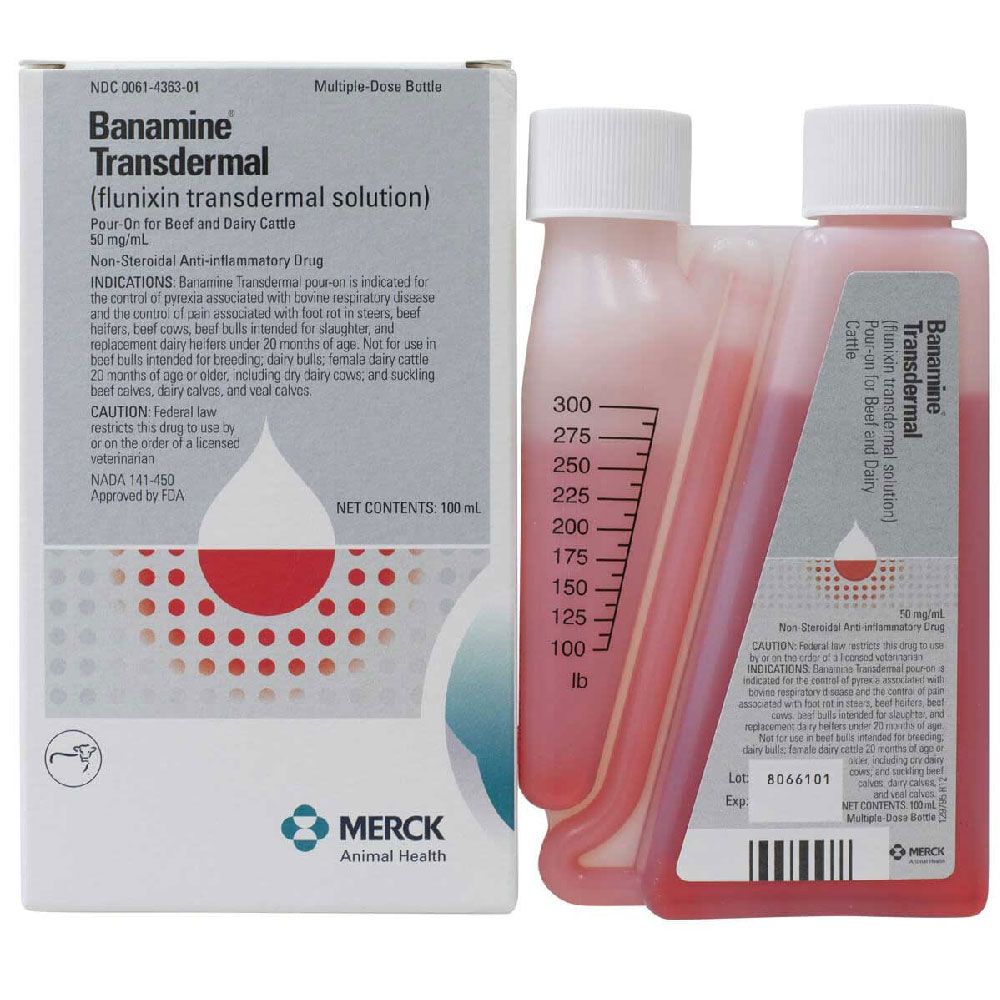 Merck Banamine Transdermal (Flunixin) PourOn for Beef and Dairy Cattle