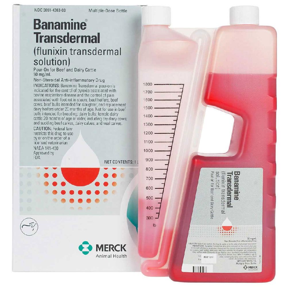 Merck Banamine Transdermal (Flunixin) PourOn for Beef and Dairy Cattle