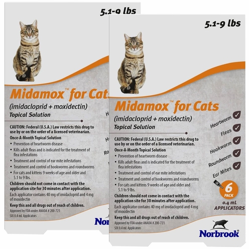Midamox for Cats 5.1 to 9 lbs, Orange (12 Dose) - [Flea & Parasite