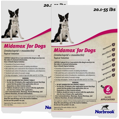 Midamox for Dogs 20.1 to 55 lbs, Red (12 Dose) - [Flea & Parasite