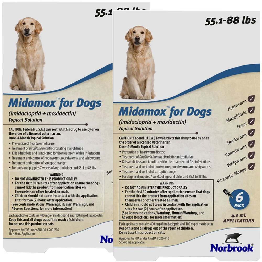 Midamox for Dogs 55.1 to 88 lbs, Blue (12 Dose) - [Flea & Parasite