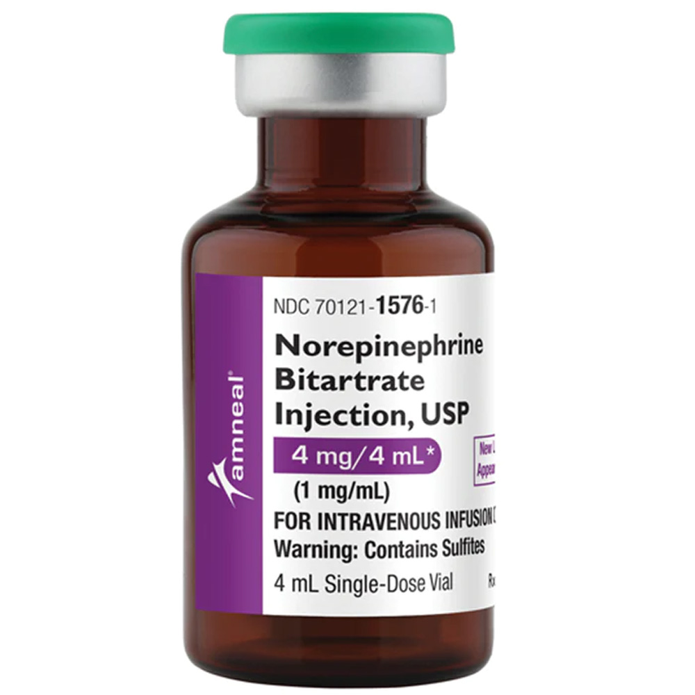 Norepinephrine Bitartrate Injection 4mg/4ml, (1 mg/ml), 4ml Box of