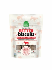 OPEN FARM DOG BETTER BISCUITS BEEF OATMEAL TREAT 8OZ