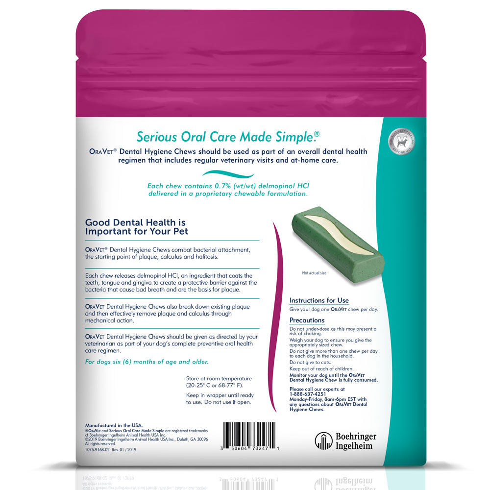OraVet Dental Hygiene Chews For Large Dogs (50+ Lbs) – 14 Chews, Fresh Breath & Clean Teeth