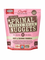 PRIMAL CAT NUGGETS BEEF SALMON FD 14OZ