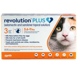 Revolution Plus for Cats - selamectin|sarolaner|topical solution - 5.6 to 11 lb (3 month supply) - [Flea & Ticks]