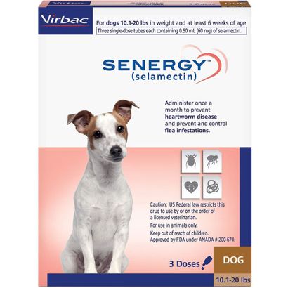 Senergy (selamectin) Topical Parasiticide for Dogs 10.1 to 20 lbs Small ...