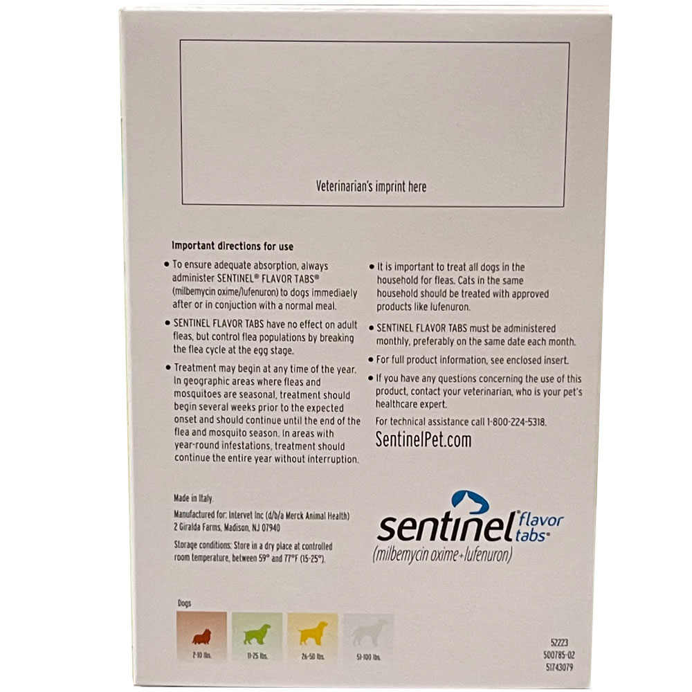 Sentinel Flavor Tabs for Dogs 1125 lbs Green (12 Tabs) On Sale EP Rx