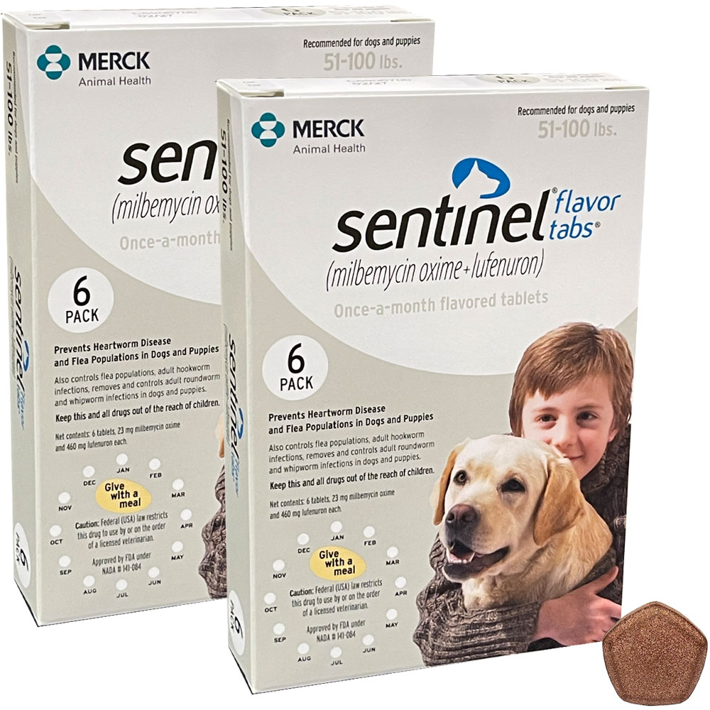 Sentinel Flavor Tabs for Dogs 51100 lbs White (12 Tabs) EP Rx