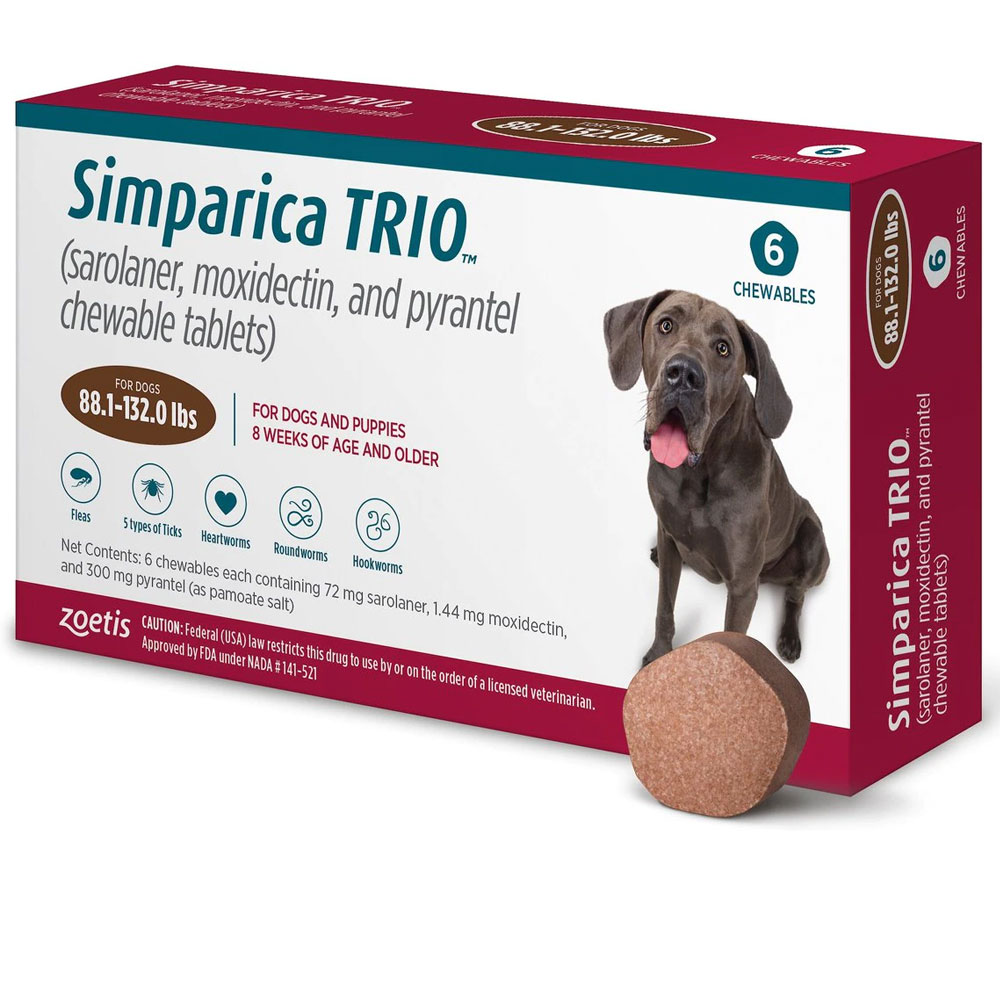 Simparica Trio for Dogs, 88.1-132 lbs | Free Shipping | EntirelyPets Rx