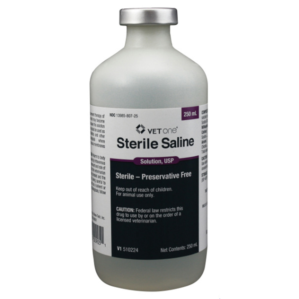 Sterile Saline Solution 0.9 250ml Bottle for Animals On Sale